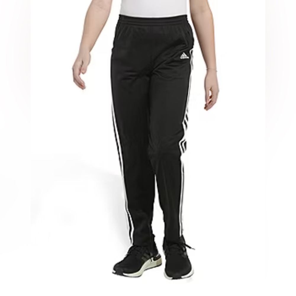 adidas Black Slim Track Pants with White Three-Stripe Detail